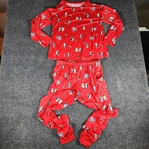 NWOT Joyspun Women's Penguin Print 2 Piece Pajama Sleep Set Red Size Small